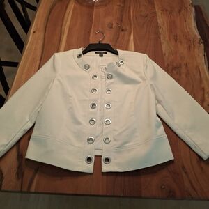 Dressbarn White Blazer with Silver Grommets